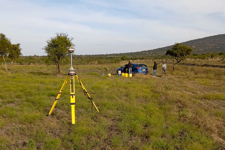 GeoEdge land surveyors conducting an ongoing land subdivision survey in Kenya
